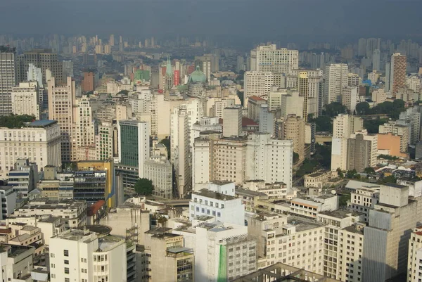Cidade São Paulo Edifícios Brasil Com Poluição Fundo — Fotografia de Stock
