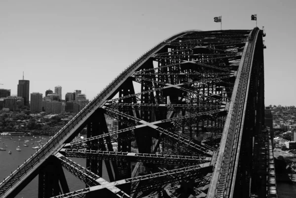 Γέφυρα Του Λιμανιού Του Σίδνεϊ Μαύρο Και Άσπρο — Φωτογραφία Αρχείου