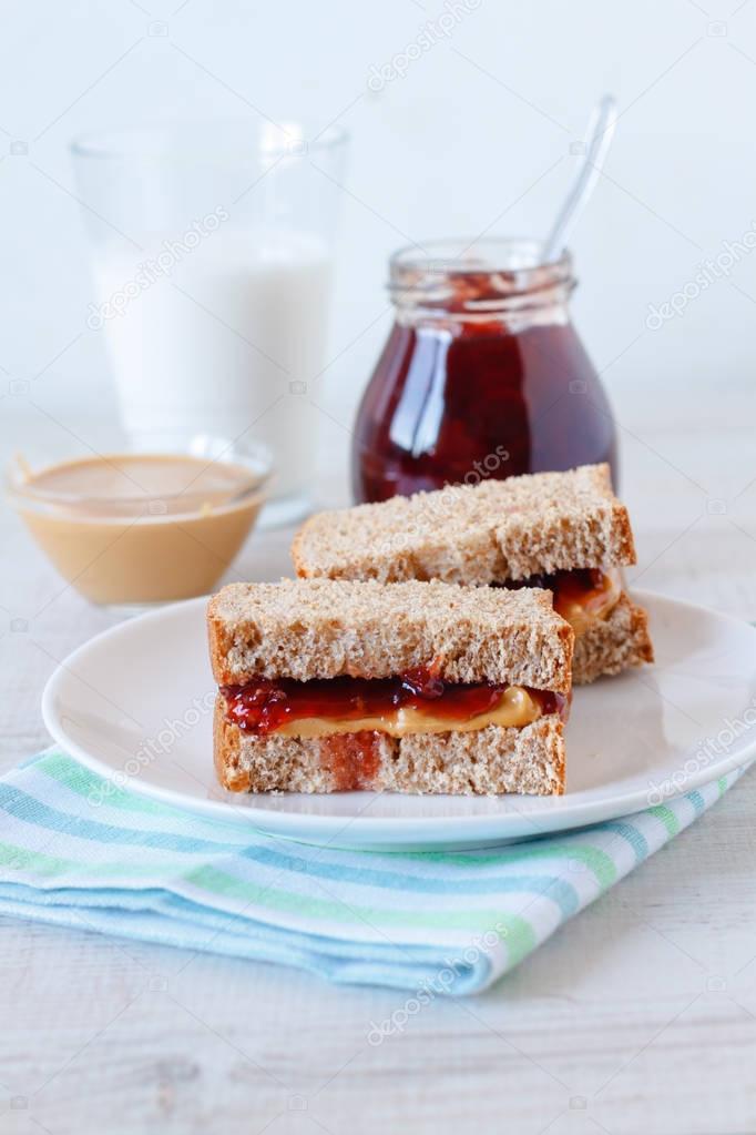 Peanut butter and jam sandwich 