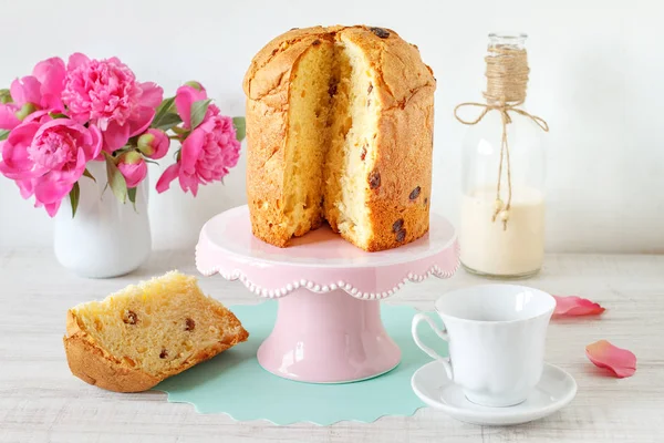 Panettone. traditioneller italienischer Festkuchen — Stockfoto