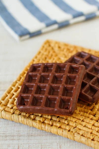 Házi Készítésű Belgiumi Csokoládés Gofri Fogyasztásra Kész — Stock Fotó