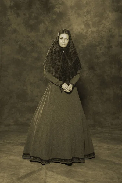 Retrato de uma mulher mercante russa — Fotografia de Stock