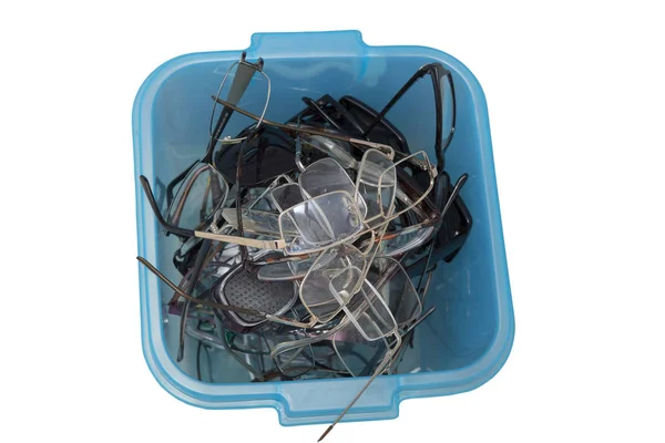 旧眼镜的垃圾容器 — 图库照片