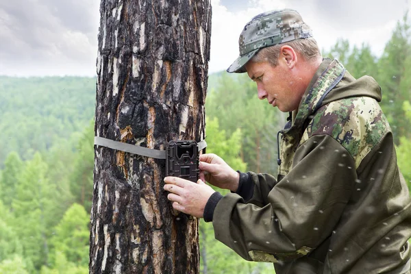 Kameran fällan på trädet — Stockfoto