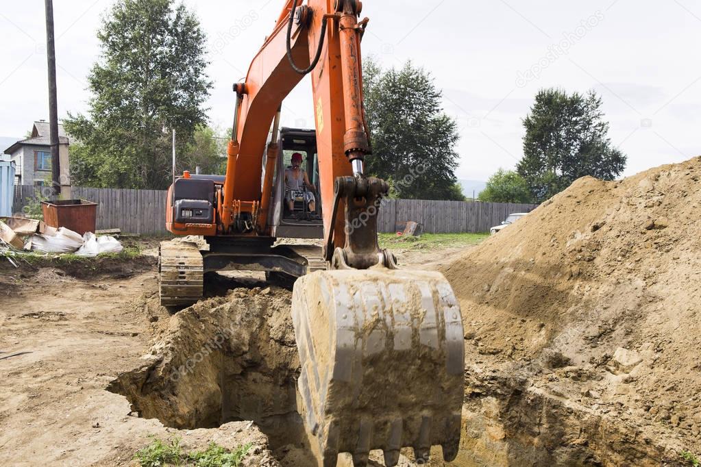 Excavator at the construction site.