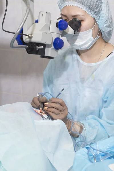 Facoemulsificación, destrucción de la lente opaca del ojo b —  Fotos de Stock