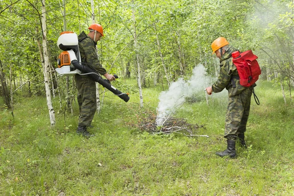 Vigili Del Fuoco Della Foresta Conducono Esercizi Prevenire Incendio Nella — Foto Stock