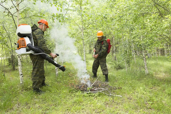 Brandbekämpning i skogen — Stockfoto