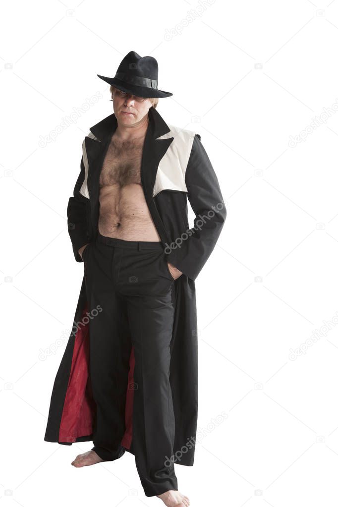 Man in a steampunk costume.
