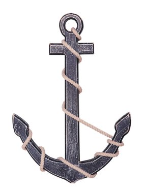 eski deniz çapa ahşap dekor beyaz arka plan üzerinde izole