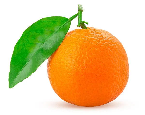 Tangerine eller mandarin frukt med gröna blad — Stockfoto