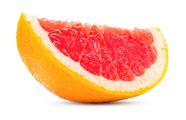 Kawałek świeżego grejpfruta owoców cytrusowych i soczyste na białym tle — Zdjęcie stockowe