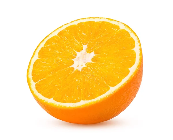 Half orange fruit on white background, fresh and juicy — Stock Photo, Image