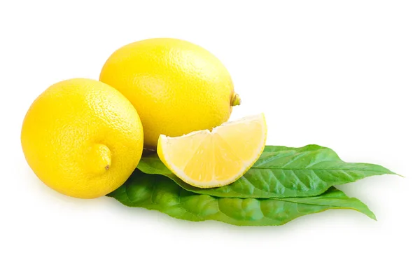 Citron Frukt Med Lämna Isolerade Vit Bakgrund — Stockfoto