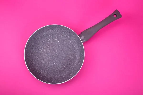 Clean Empty Pan Pink Background Top View — Stock Photo, Image