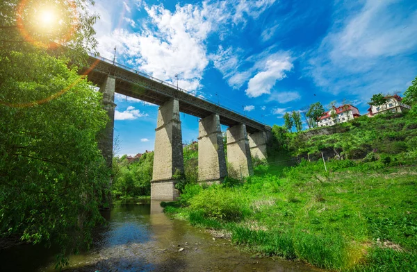 Bridge Large Canyon Sunset Kamyanets Podolsky Ukraine — Stock Photo, Image