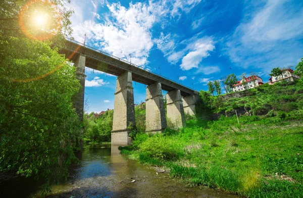 Bridge Large Canyon Sunset Kamyanets Podolsky Ukraine — Stock Photo, Image