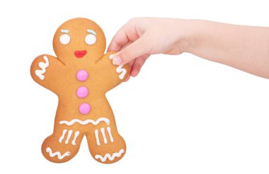 Zencefilli kurabiye adam bir çocuğun elinde