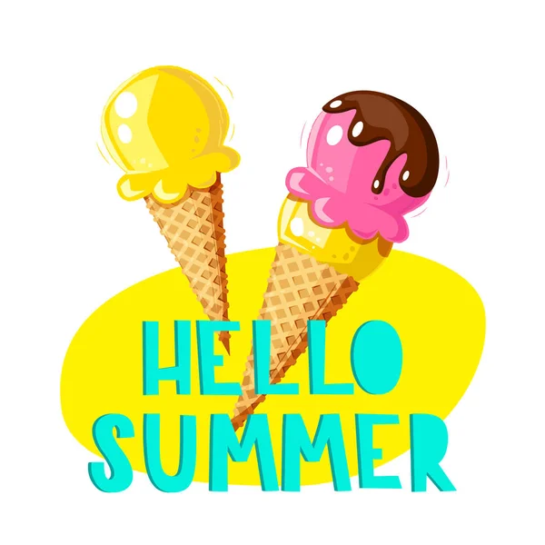 Tarjeta de verano helado — Vector de stock