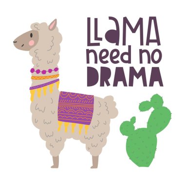 Lama lettering poster clipart