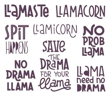 Lama lettering set clipart