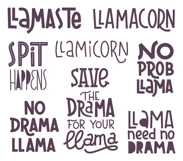 Lama lettering set — Stock Vector