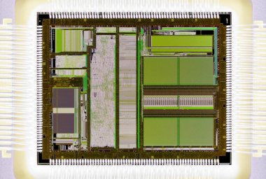 Aşırı yakın çekim silikon mikroişlemci yongası