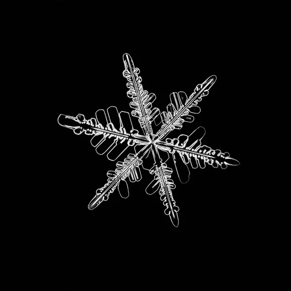 Extreme closeup of natural snowflake — Stock Photo, Image