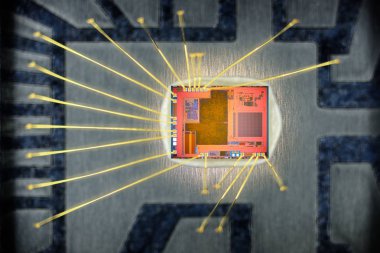 Aşırı yakın çekim silikon mikro çip