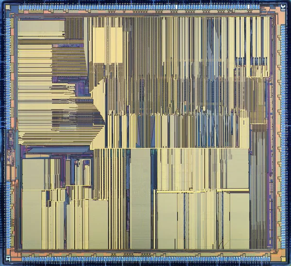 Extremo primer plano del chip de microprocesador de silicio — Foto de Stock