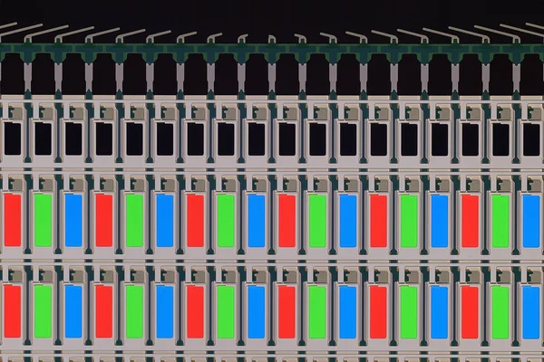 Primer plano extremo de una pantalla LCD móvil — Foto de Stock