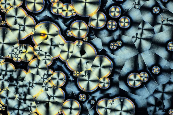 Microcristalli colorati in luce polarizzata. Foto attraverso un micr — Foto Stock