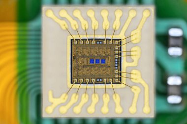 Aşırı yakın çekim silikon mikro çip.