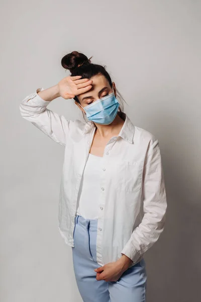 Virus mask female doctor wearing face protection in prevention for coronavirus