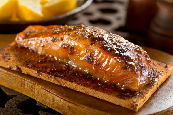 Cedar Planked Salmon — Stock Photo, Image