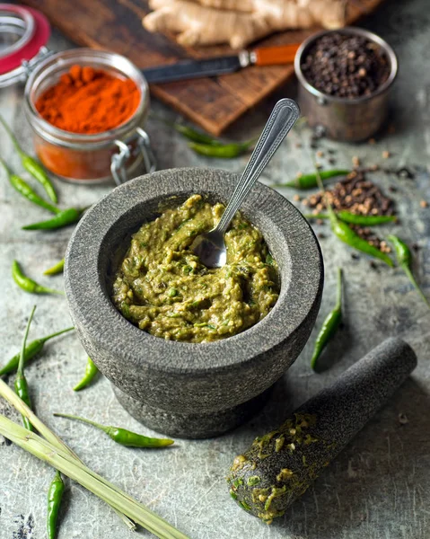 Thai green curry paste — стоковое фото