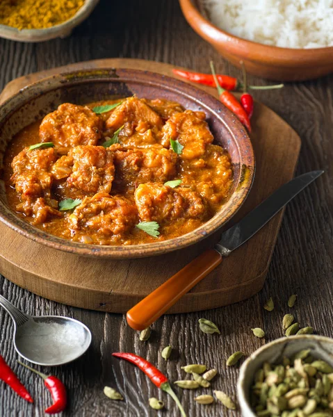 Curry de peixe com arroz Basmati — Fotografia de Stock