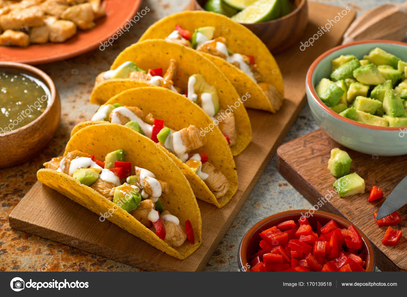 Chicken Tacos Salsa Verde Stock Photo by ©fudio 170139518