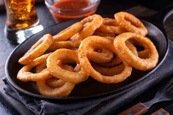 Platter Delicious Restaurant Style Onion Rings — Stock Photo, Image