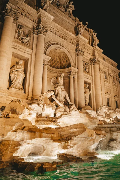 Trevi Fountain Background Architectural Building Night — Stock Photo, Image
