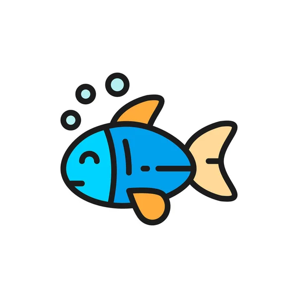 Wektor ryb, zwierząt domowych, zwierząt płaski kolor ikona. — Wektor stockowy