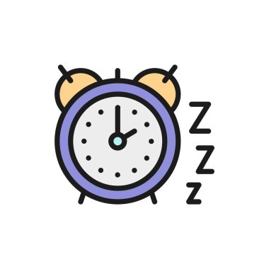 Alarm saati düz renk simgesi. Beyaz arkaplanda izole