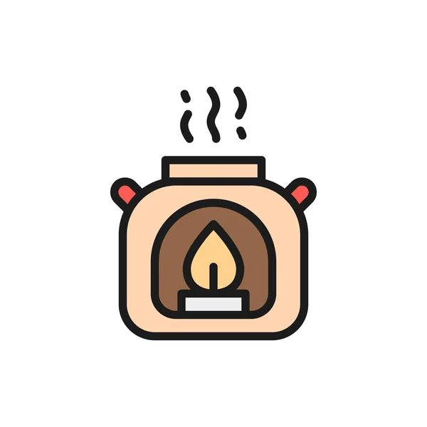 Lámpara de aroma, quemador de gas icono de color plano . — Vector de stock