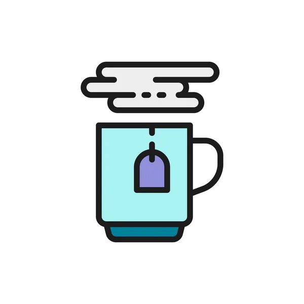 Cup of hot tea flat color icon. — ストックベクタ