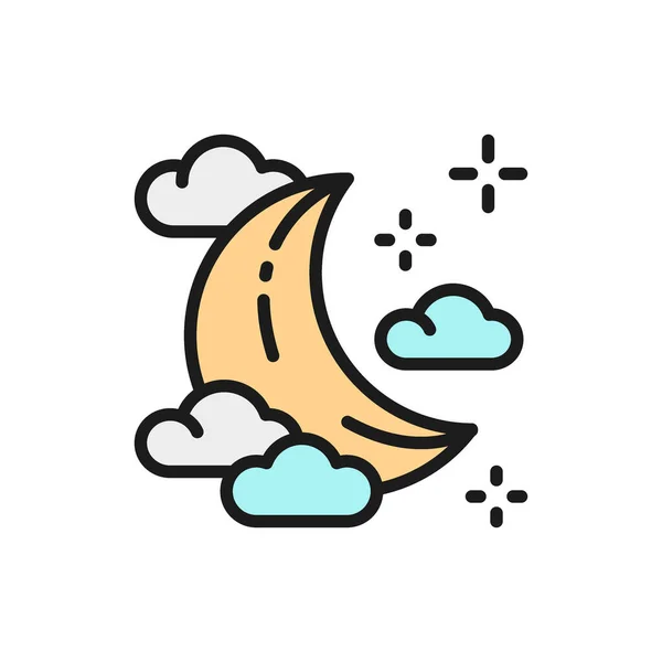 Jeune lune dans les nuages icône de couleur plate . — Image vectorielle