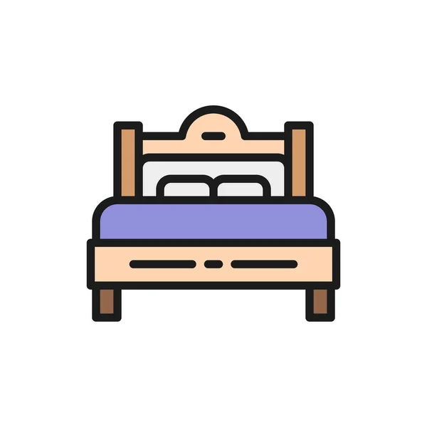 Двоспальне ліжко плоский колір значок. Ізольовані на білому тлі — стоковий вектор