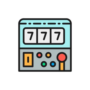 Slot makinesi oyunu düz renk çizgisi simgesi.