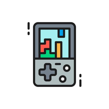 Tetris, elektronik tuğla oyunu düz renk çizgisi simgesi.