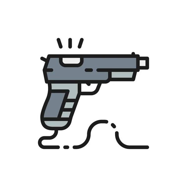 Pistola de juego, pistola plana icono de línea de color . — Vector de stock