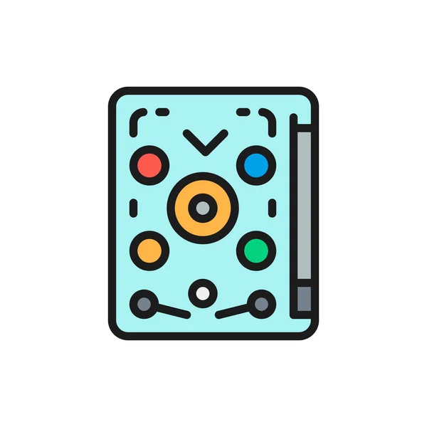 Pinball, playing machine, game flat color line icon. — ストックベクタ